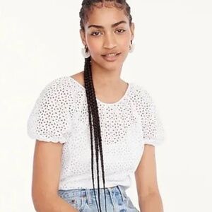 J Crew Puff Sleeve Open Eyelet Top Size 12